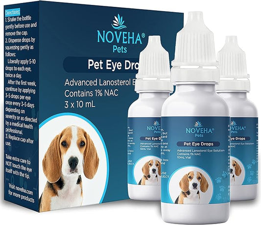 NOVEHA Pet Drops Wash – Gentle & Safe Cleansing for Dogs, Cats, Horses & Rabbits – 3x10mL