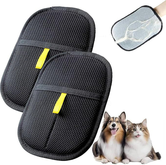 Pet Hair Removal Glove, Pet Hair Removal Tool, Electrostatic Cats and Dogs Pet Hair Removal Gloves, Suitable for All Pets, Reusable (2pcs)