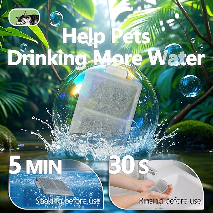 12 Pack Cat Water Fountain Filter Replacement Compatible With PetSafe Whisker City Automatic Pet Fountain, Small and Large Size Pet Water Fountain Replacement Filters(Small)