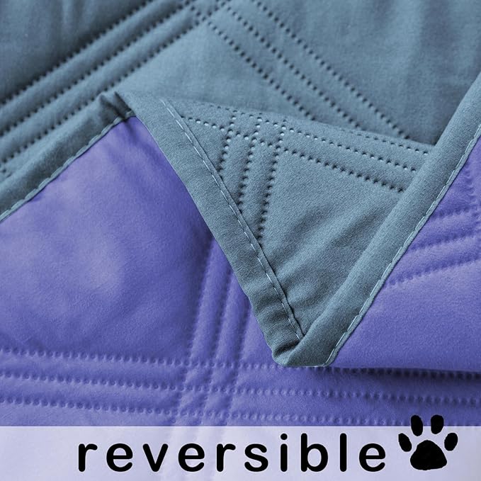 fuguitex Waterproof Dog Blanket Reversible for Small Dogs Resistant Leakproof Washable Couch Cushion Bed Protector Cover for Indoor Furniture Pet Friendly(30"*90",Violet Blue+ Light Blue)