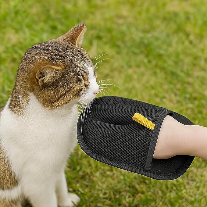 2 Pack Pet Glove for Cats Dogs, Hair Remover Mitt, Easy Clean Shedding Brush, Reusable Mesh Cleaning Glove, Gentle Massage & De-Shedding Tool