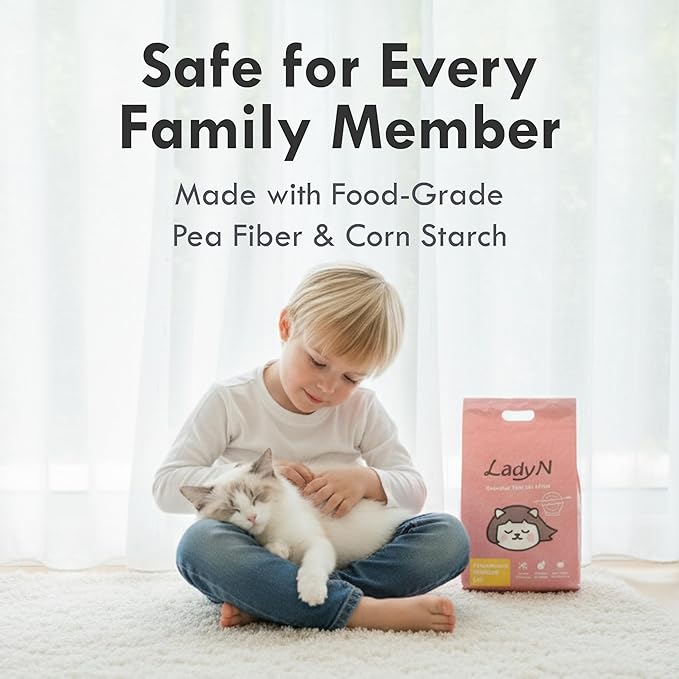 Lady N Pellet Tofu Cat Litter, Strong Clumping Ultra Absorbent, Dust-Free Low Tracking, Enviro-probiotic and Activated Carbon for Odor Control 18lb (2 Packs Unscented)