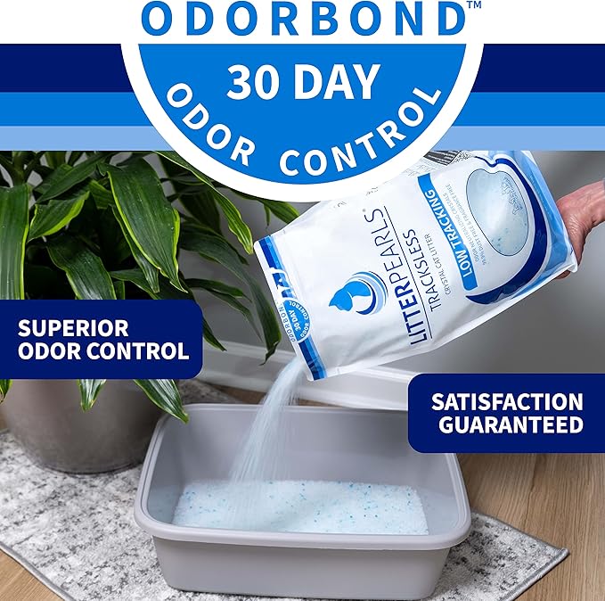 Litter Pearls Tracksless Unscented Non-Clumping Crystal Cat Litter with Odorbond, 20 Pounds