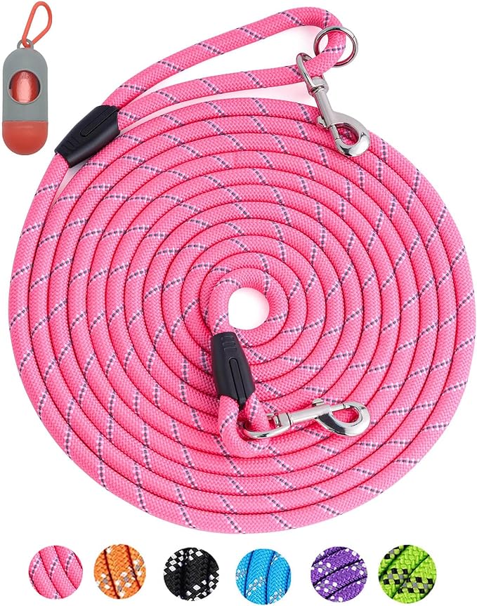 16FT Dog Leash for Dog Training, Heavy Duty Dog Lead for Large Medium Small Dogs Outside Walking, Playing, Camping, or Yard, Pink