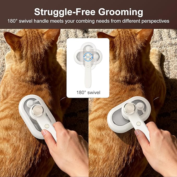 3 in 1 Cat Steam Brush, Dog Steam Brush for Shedding with Low-Noise Design, Pets Spray Hair Removal Comb for Long and Short Hair Pets, Stainless Steel Bristles, Cool Mist