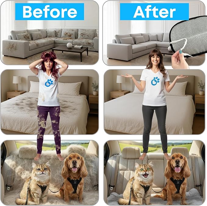 Pet Hair Removal Glove for Cats and Dogs – Upgraded Electrostatic Cleaning Glove for Easy Pet Hair Pickup on Furniture, Clothing, Couch & Car Seats.