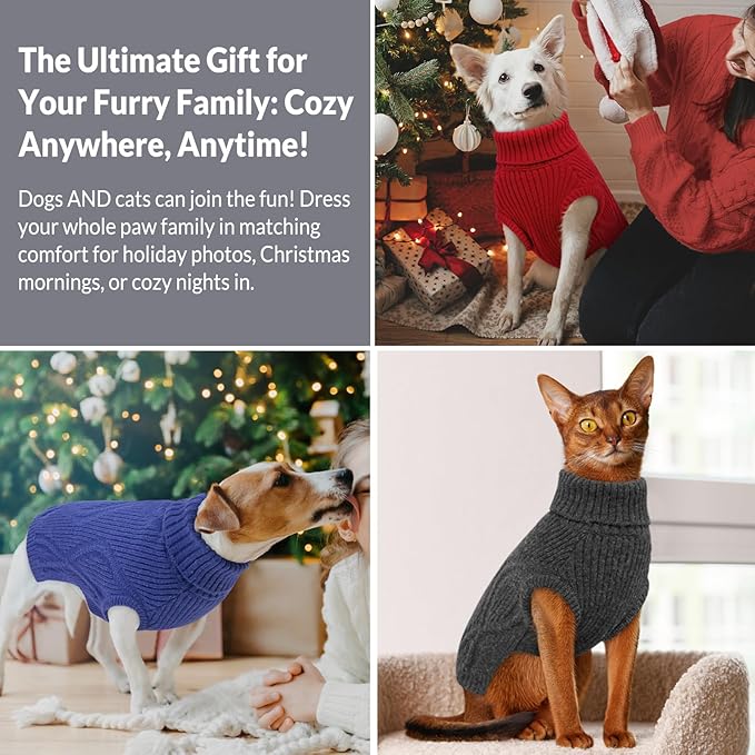 Dog Sweater Pullover, Cable Knit Dog Christmas Sweater, Dogs Sweaters for Small Medium Large Dogs with Harness Hole,Puppy Sweaters Boy Or Girl(Grey,XL)