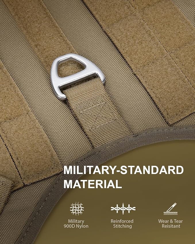 FAYOGOO Tactical Dog Harness for Small and Medium Breed - Mesh Breathable Dog Harness Escape Proof with Handle - No Pull Military Service Dog Vest with Removable Patches for Walking,Training,Hiking