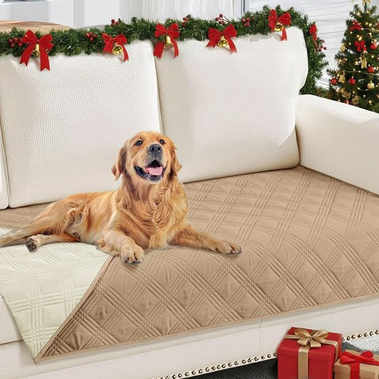 hyha Waterproof Dog Blanket, Reversible Pet Bed Blanket, Soft Sofa Couch Cover for Dogs Washable, Waterproof Pet Couch Covers for Sofa Puppy Cats Furniture Protector(30"x70", Camel/Beige)