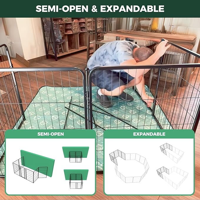 FXW Homeplus Unleashed Indoor Dog Playpen - Stress-Free and Safe Play, Heavy Duty 45 Inch 12 Panels Dog Pen for Large Dogs, Black│Patented