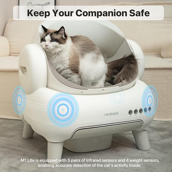 Neakasa M1 Lite Open-Top Self Cleaning Cat Litter Box, Automatic Cat Litter Box with APP Control, Safety Protection, 1 Roll Waste Bag