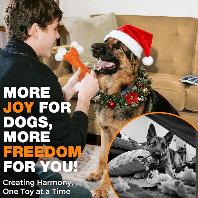 10-Pack Dog Toys for Aggressive Chewers Large Breed, Tough Bones, Nylon Puppy Teething Chew Toys Medium Dogs, Heavy Duty Peanut Butter Flavor Toys