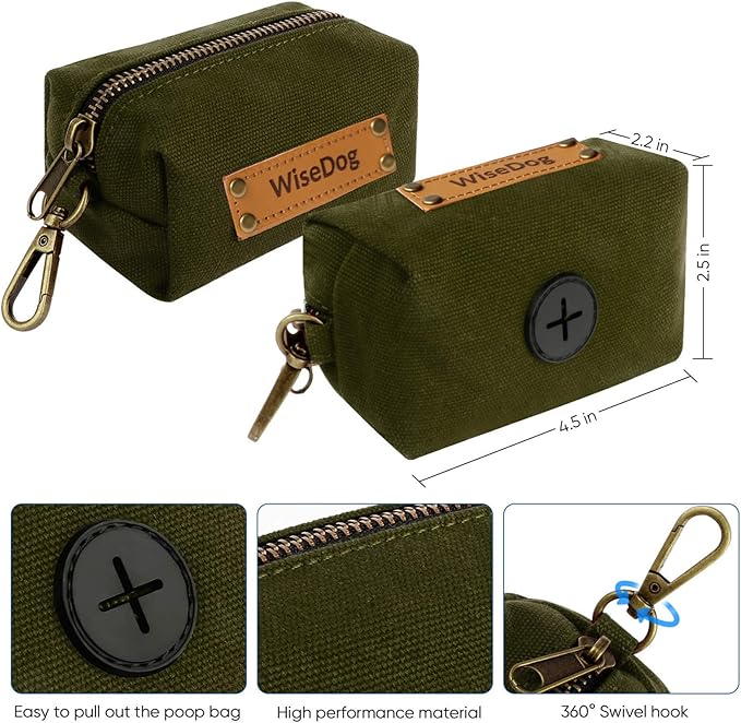 Wisedog Dog Collar and Leash Set, Waterproof Adjustable Puppy Collars with Cute Tag 6FT Dog Leash with Poop Bag for Small Medium Large Dogs (XL, Green)