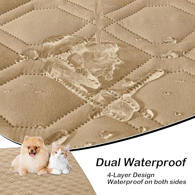 hyha Waterproof Dog Bed Blanket, Soft Pet Blankets, Waterproof Couch Cover for Dogs, Reversible Sofa Covers Washable for Furniture (52x82 Inch, Camel/Camel)