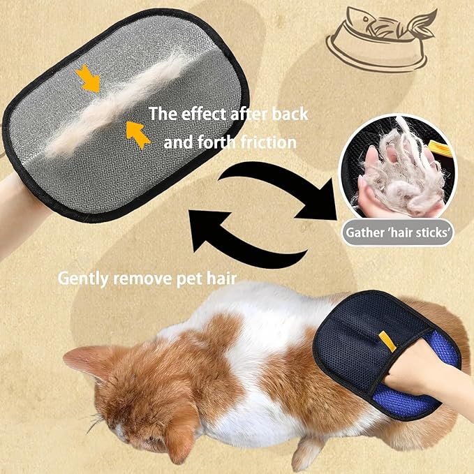 Pet Hair Remover Glove, 3PCS Cat Dog Hair Remover, Magic Electrostatic Pet Hair Brush Glove, Reusable Pet Hair Removal Tool for Furniture, Clothes, Couch, Bed, Carpet, Car Seat