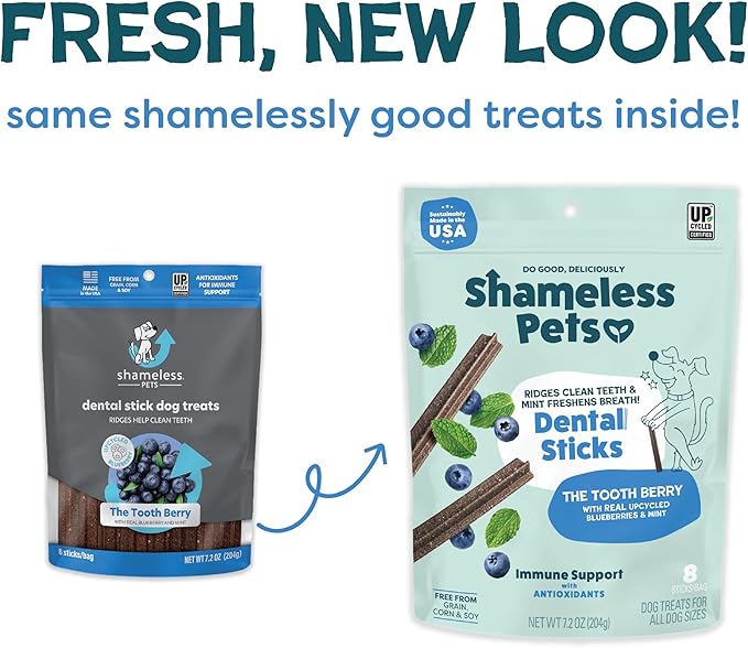 Shameless Pets Dental Chews for Dogs, Variety (3-Pack) - Natural Dog Teeth Cleaning Treats with Fresh Breath Benefits | Grain-Free Dental Sticks for Small, Medium & Large Dogs