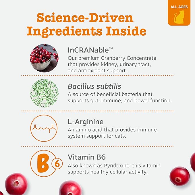 Zesty Paws Urinary Tract Mousse for Cats - Cranberry & D-Mannose - Kidney, Bladder & Urinary Tract Health - Cat Supplement with Vitamin B6, Live Bacteria & L-Arginine - Immune & Gut Support - 3ct