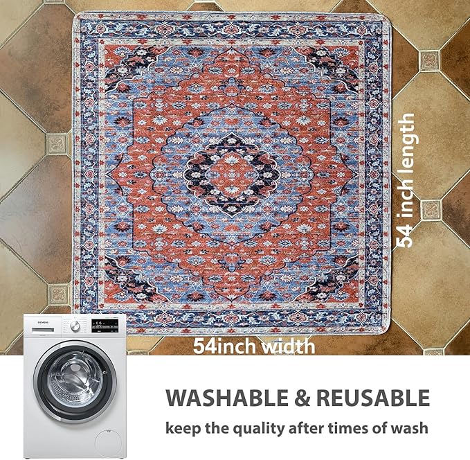 nunubaby Washable Pee Pads for Dogs, Stylish, Non-Slip and Leak-Proof Pee Pads. Reusable Potty Pads for Dogs for Crates and Floors.(Red/Floral, 54" x54" )