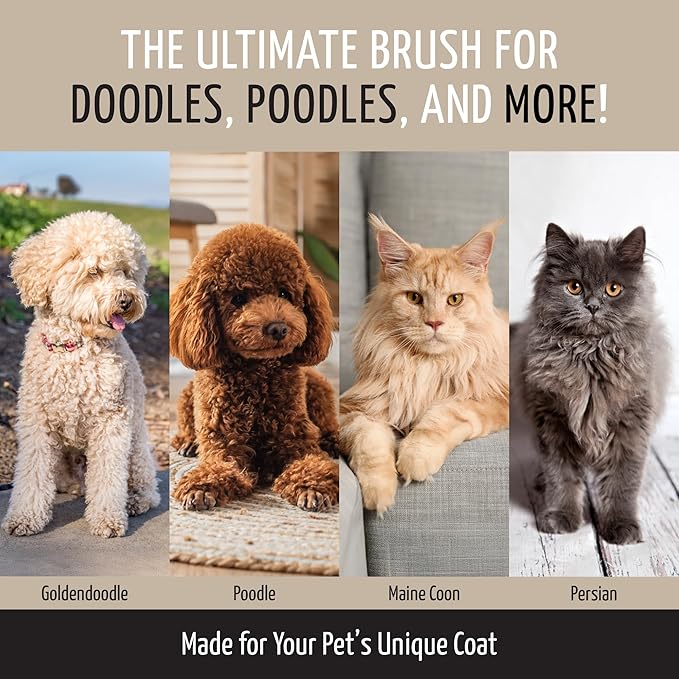 Tauro Pro Line Dog Brush for Shedding - Poodle, Goldendoodle or Labradoodle Hair & Large Breeds - Slicker Brush for Dogs & Cat Grooming, Flexible Cushion & Non-Slip Grip (Size L - Mint)