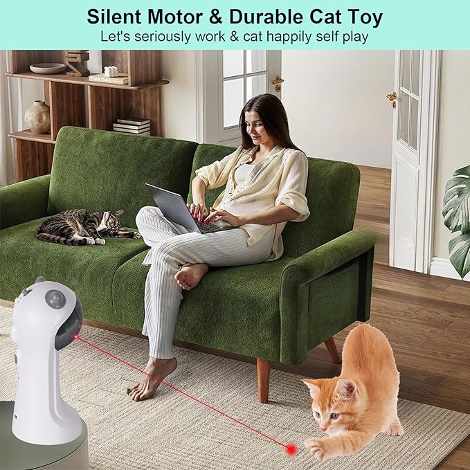 TBTeek Cat Toy Automatic Motion-Activated, Rechargeable, 5 Fun Patterns, Random Rotating Trajectory, 4 Speed Modes, Adjustable Light Angles for Indoor Cat Kitten Dog