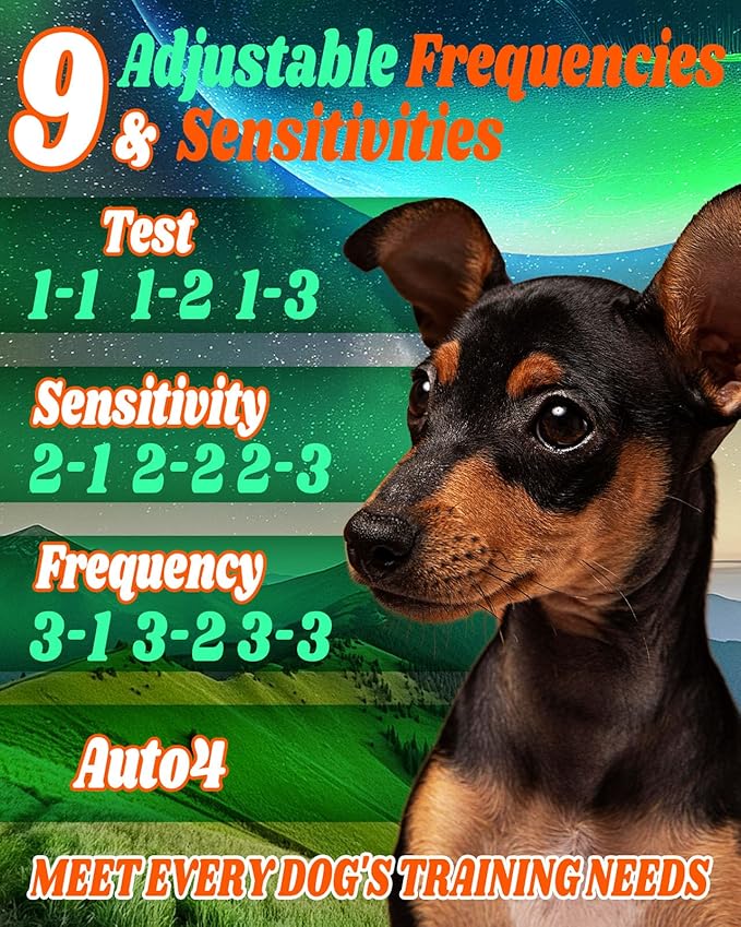 1500mAh Rechargeable Dog Bark Deterrent Devices Indoor & Outdoor, Anti Barking Device for Dogs up to 50ft Range, 9 Modes Ultrasonic Dog Bark Deterrent for Humane Dog Barking Control