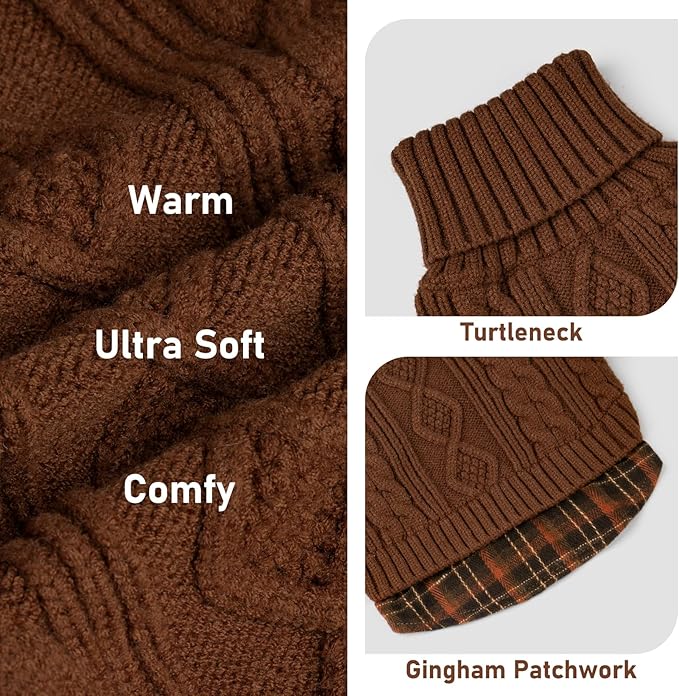 KYEESE Dog Sweater Comfy Pet Coat for Fall Winter Cold Weather Soft Pullover Dog Sweaters for Small Dogs Male Warm Turtleneck Small Dogs Sweater