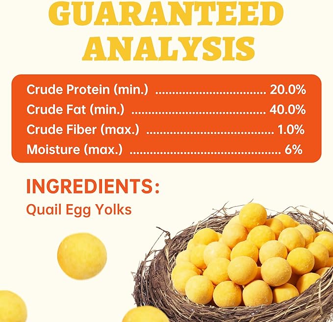 Wellix Freeze Dried Quail Eggs for Cats&Dog Treats - High-Protein Quail Egg Yolk Freeze Dried Cat Treats for Skin&Coat Health - Delicious Training Snacks for Pets 4.2oz