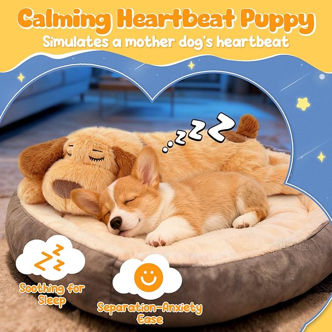 Heartbeat Puppy for Dogs, Lick Mats & Treat Ball– All-Round Calming Kit for Anxiety Relief, Sleep Aid & Behavior Training, Puppy Essentials to Keep Them Busy（4 Pcs）