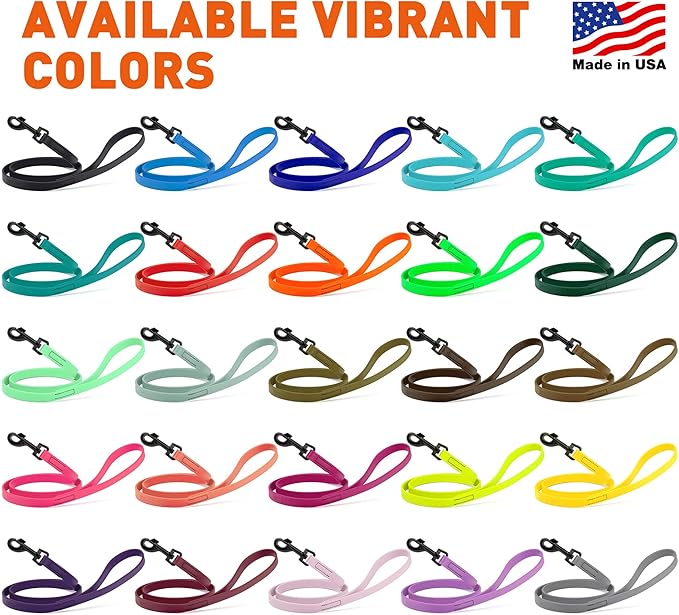 Dogline Biothane Waterproof Dog Leash Strong Coated Nylon Webbing with Black Hardware Odor-Proof Easy to Clean High Performance for Small or Large Dogs Made in USA 4 or 6 ft Lead, Merlot Burgundy