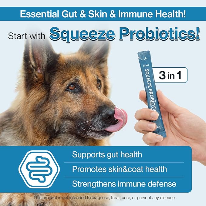 Doctor By Squeeze Probiotics for Dogs Gut Health Immunity Skin&Alllergy Care Diarrhea Relief Digestive Stomach Support with L. crispatus KT-11 Lickable Paste Formula Individually Packaged, Chicken