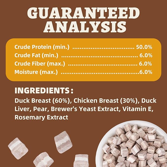 Wellix Freeze Dried Duck&Pear Treats for Cats&Small Dogs - Natural Freeze Dried Cat Treats for Gut,Digestion Healthy - High-Protein Food Topper for Kittens Training Snacks 4.93oz