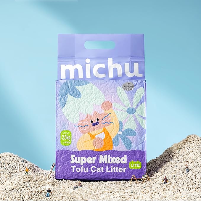 Michu Mixed Tofu Cat Litter Lite 5.5Lb/6L – Flushable, Eco-Friendly & Odor Control (1 Pack)