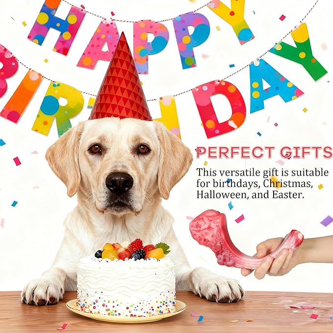 Tough Dog Toys for Aggressive Chewers, Super Chew Toy to Keep Them Busy, Cleaning Teeth, Boredom and Stimulating, Indestructible Nylon Bone for Medium Large Breed, Best Pet Gift, Beef Flavor