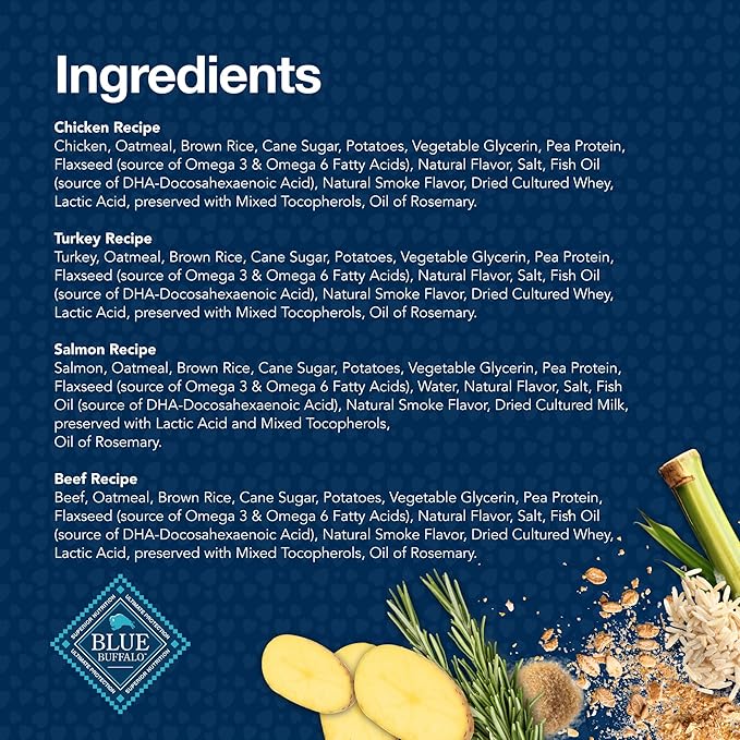 Blue Buffalo Bits Soft Dog Treats for Training, Made with Natural Ingredients & Enhanced with DHA, Beef, Salmon, Turkey, & Chicken 4-oz Variety Pack, 4 ct