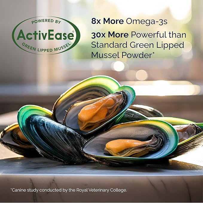 Yumove Hip & Joint Supplement for Dogs with Glucosamine, Hyaluronic Acid, Green Lipped Mussel & Omega 3 Joint Supplement - Regular or Advanced Strength (45 Count, Advanced Vet Strength Soft Chews)