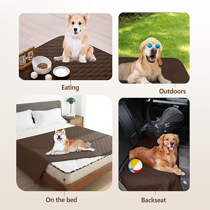 gogobunny 3X Stronger Waterproof Pet Blanket, Scratch Proof Furniture Protector for Dogs Cats, Reversible Cover 30x90 Inch, Dark Chocolate