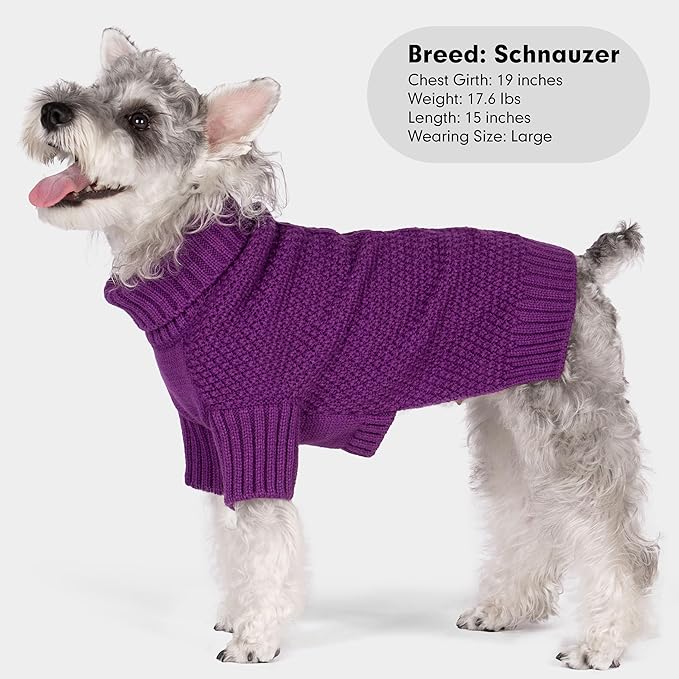 cyeollo Dog Sweater Pullover Turtleneck for Large Dogs, Classic Knitwear Fall Winter Cold Weather Dog Clothes Warm Pet Apparel Medium Large Dog Sweaters, Purple 2XL