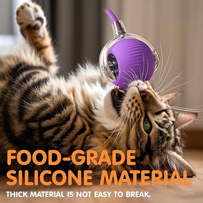 Rocfish Durable Interactive Cat Toys for Indoor Cats, Smart Automatic Cat Chase Ball Toy, Upgraded Speedy Tail Kitten Toy for Bored Indoor Adult Pets (Purple)