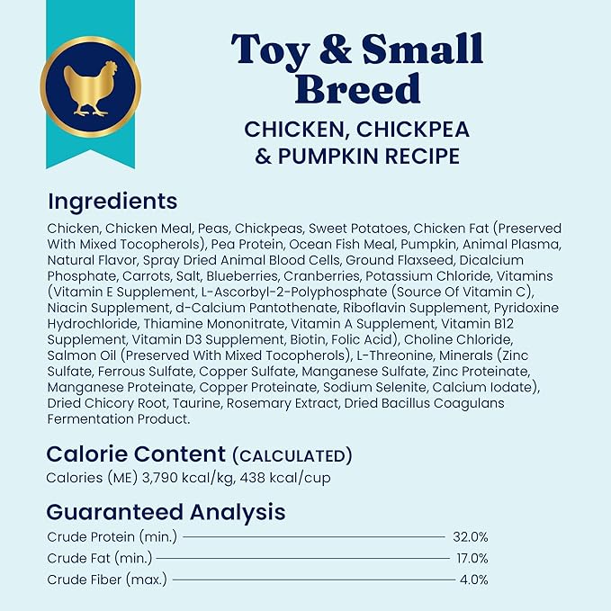 Solid Gold Toy & Small Breed Dry Dog Food Small Bites – Real Chicken, Grain Free Gluten Free, High Fiber Healthy Kibble w/Probiotics for Gut Health & Digestion Support– All Ages – NutrientBoost™ –11LB