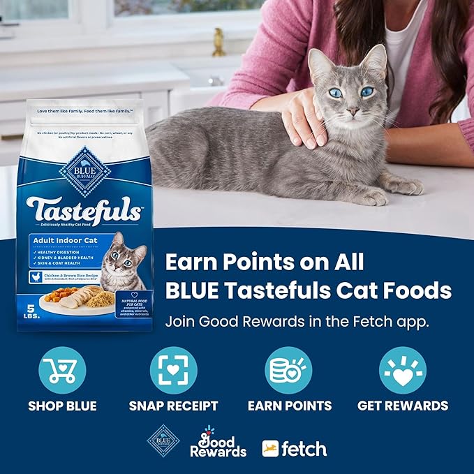 Blue Buffalo Tastefuls Active Cat Dry Cat Food, Made in the USA with Natural Ingredients, Chicken & Brown Rice Recipe, 3-lb. Resealable Bag