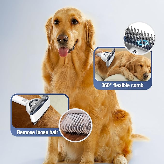 Dog brush for shedding & Cat Grooming Comb kit– Pet Steam brush with UV Sterilization, Rechargeable - Suitable for long-haired or curly-haired pets. Removes tangled hair