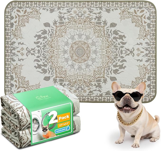 FXW Washable Pee Pads for Dogs, Puppy Pads with Super Absorbent, Specifically Designed for 42inch Cages, 27" x 41" Rectangle, Boho, 2 Packs