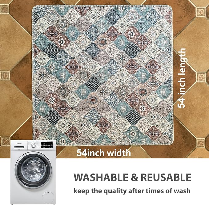 nunubaby Washable Pee Pads for Dogs, Stylish, Non-Slip and Leak-Proof Pee Pads. Reusable Potty Pads for Dogs for Crates and Floors.(Dark Red/Multi, 54" x54" )