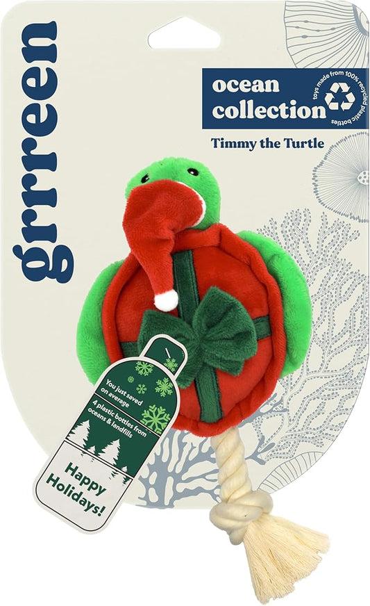 Dog Toys | Holiday Plush Toy Turtle Stuffed Animal for Dogs | Small Eco Friendly Toy - Easy to Clean and Made from Non Toxic Materials