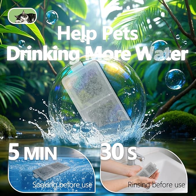 12 Pack Cat Water Fountain Filter Replacement Compatible with PetSafe Whisker City Automatic Pet Fountain, Small and Large Size Pet Water Fountain Replacement Filters(Large)