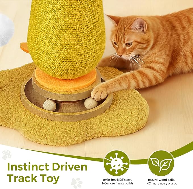 Kitten Toys for Indoor Cats Scratching Post,Cat Toys Scratcher Post,Sisal Cat Scratch Posts for Kittens with Interactive Track Ball Spring Ball Toy