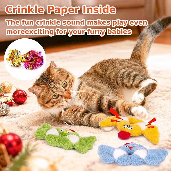 Retro Shaw Cat Toys,Bird Cat Toy with Catnip & Silvervine - Interactive Realistic Kitten Toy with Crinkle Sound for Indoor Cats, Satisfies Natural Hunting Instincts