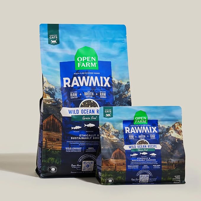 Open Farm, RawMix Dry Cat Food, Protein Packed Kibble Coated in Bone Broth with Freeze Dried Raw Chunks, Formulated For Kittens, Chicken With Turkey & Wild Caught Salmon Recipe For Kittens, 2.25lb Bag
