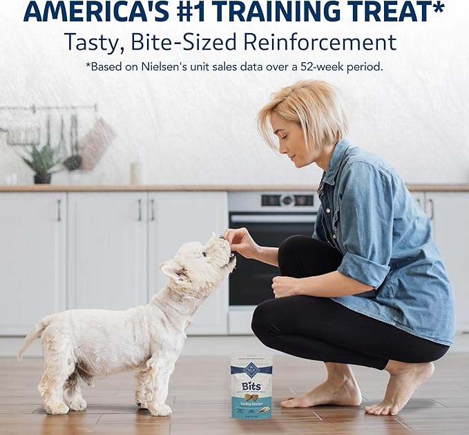 Blue Buffalo Bits Soft Dog Treats for Training, Made with Natural Ingredients & Enhanced with DHA, Turkey Recipe, 4-oz Bag