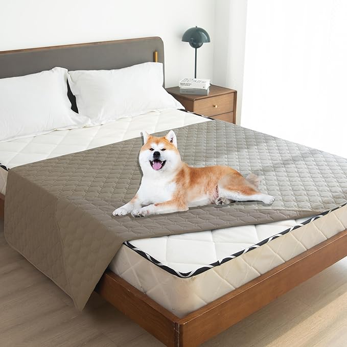 gogobunny 3X Stronger Waterproof Pet Blanket, Scratch Proof Furniture Protector for Dogs Cats, Reversible Cover 52x82 Inch, Dark Stone